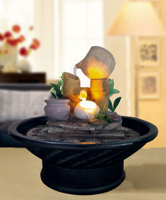 Porcellana fontana dell'interno da tavolo Polyresin di interni di 20x18.5cm del salone domestico di bambù tradizionale della decorazione fornitore