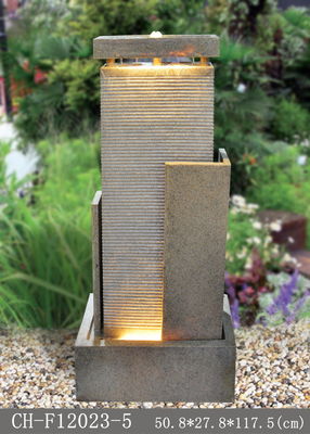 Fontana all'aperto dell'arenaria a 46 pollici del giardino con le luci fornitore