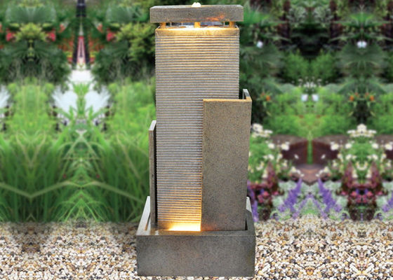 Fontana all'aperto dell'arenaria a 46 pollici del giardino con le luci fornitore